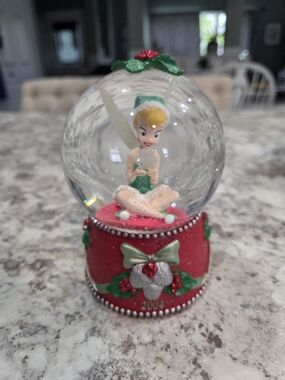 Disney Store Tinkerbell Christmas Glitter Snow Globe 2004 Night Light Working